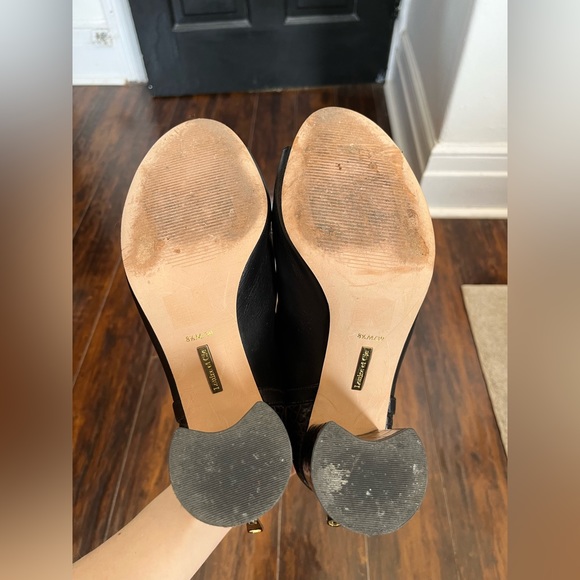 Louise et Cie Block Heeled Leather Peep Toe Booties - Picture 11 of 11